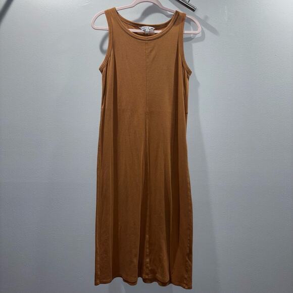 Elizabeth and James Sleeveless Cotton Midi Dress (Size Small)- Caramel/Cognac - Picture 3 of 12